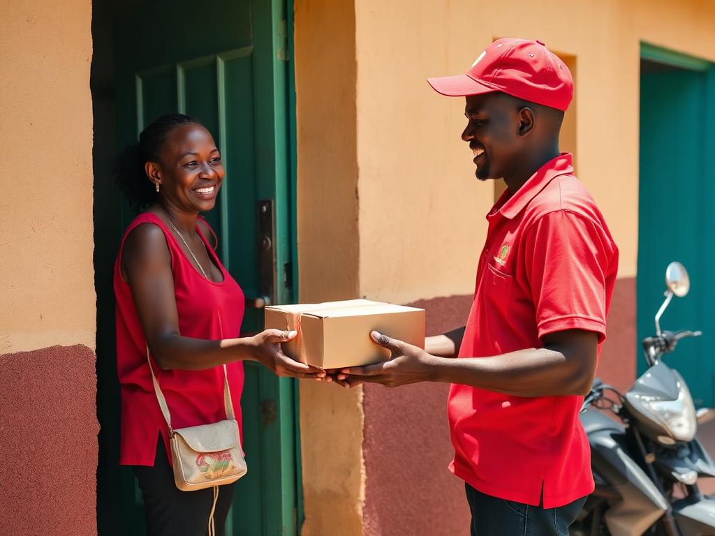 Entregador de moto fazendo delivery em Moçambique